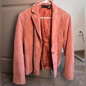 Pink Genuine Leather Blazer